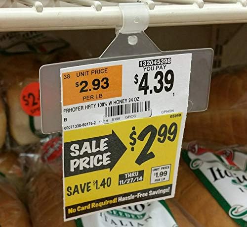 50 Pack Label Holders, Wire Shelf Label Holders, Clear Plastic Snap-On Label Holder for Wire Shelving, Adhesive Label Holder, Reusable Shelf Tags for Pantry Retail Store, Supermarket, 3" W x 1.25" H