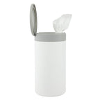 Spectrum Disinfecting Wipes Container White Refillable Stainless Steel Wipe Holder for Bathroom Kitchen School Classroom, Reuseable Push Button Wet Wipe Dispenser for Disinfect Cleaning Countertop