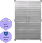 Heavy Duty Storage Solid Stainless Steel Cabinet with Lockable, Adjustable Shelf, Metal Garage Organizer (White, 48" W x 24" D x 72" H)