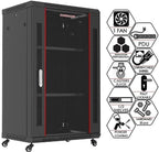 Sysracks - Server Rack – Wall Mount Rack - Locking Cabinet for Network - Electronics - Security - Audio - Video - AV Equipment - Data Rack - Legs/Power Strip/Shelf/Fan - 24-Inch Deep (27U)