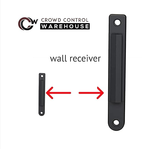 Crowd Control Warehouse - CCW Series WMB-120 Fixed Wall Mount Retractable Belt Barrier - 11 Foot, Blue Belt with Stainless Steel Case