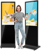 MWE 43 Inch Indoor Digital Signage Touchscreen Kiosk Floor Standing Advertising Display LCD Totem Interactive Display Poster Android System with Auto Media Player
