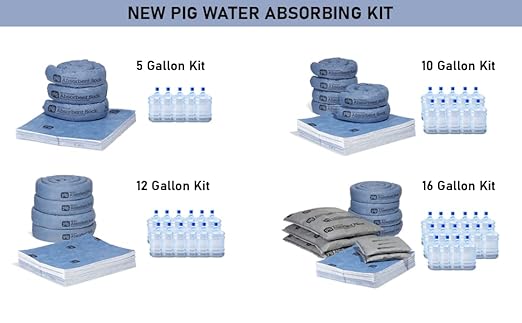 PIG Water Absorbing Kit | Absorbs up to 5 Gallons per kit | Blue | PM50490