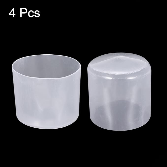 uxcell 4pcs Rubber End Caps 45mm ID Vinyl Round Tube Bolt Cap Cover Screw Thread Protectors Clear, 40mm Height