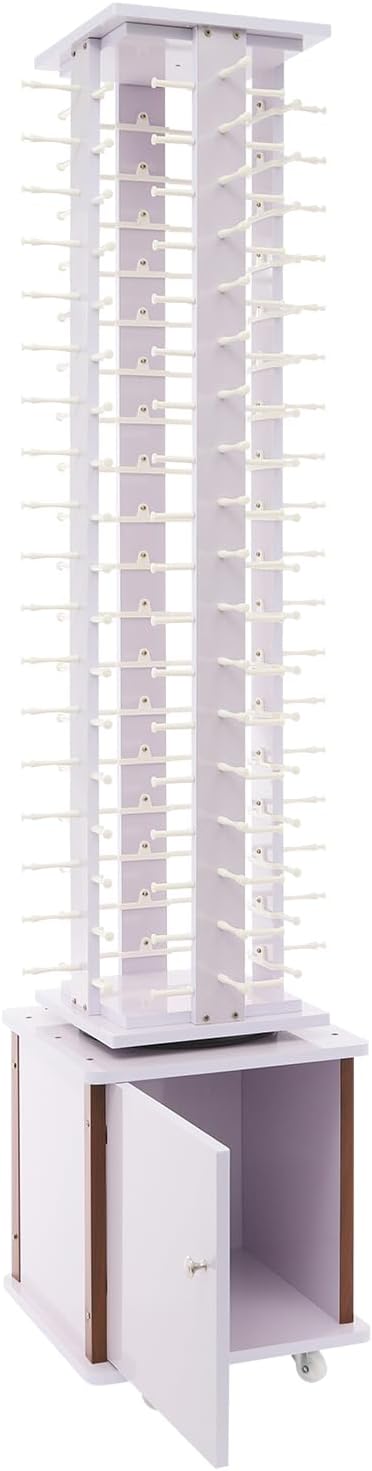 Sunglasses Display Stand, 72 Pairs Wooden 360° Rotating Sunglass Eyeglass Holder Organizer, Glasses Hanger Storage Rack for Retail Commercial Display, L14.2*H66.1in, White