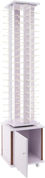 Sunglasses Display Stand, 72 Pairs Wooden 360° Rotating Sunglass Eyeglass Holder Organizer, Glasses Hanger Storage Rack for Retail Commercial Display, L14.2*H66.1in, White