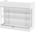 48" W x 22" D x 42" H - Tempered Glass Retail Display Case, White Reception Desk, Retail Checkout Counter with Lockable Drawers, Suitable for Offices, Retail Stores and Boutiques