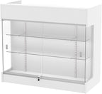 48" W x 22" D x 42" H - Tempered Glass Retail Display Case, White Reception Desk, Retail Checkout Counter with Lockable Drawers, Suitable for Offices, Retail Stores and Boutiques