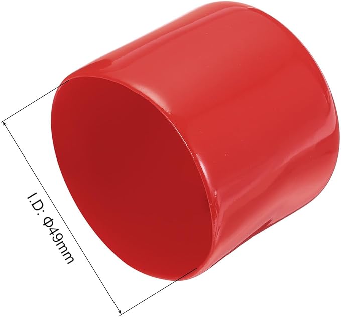 uxcell 4pcs Rubber End Caps 49mm ID Vinyl Round End Cap Cover Screw Thread Protectors Red, 40mm Height