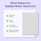 White 7.25x12 Inch Poly Bubble Mailers #1 | Self Seal Padded Envelopes | Air Cushioned Bubble Mailer | Usable Size 7.25x11 Inch | 100 Pack Bulk | Waterproof | Lightweight Mailing Shipping Bags