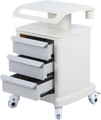 3 Drawers Salon Trolley Cart with Top Shelf, ABS Rolling Storage Cabinet Trolley w/Handle, 66lbs Capacity Mobile Utility Cart for Salon & Dental Clinic