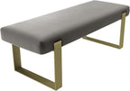 VANT Upholstered Bed Bench - Velvet Gothic Grey - Burnished Brass - Contemporary Modern, Bedroom Bench Seat, Hallway, or Entryway