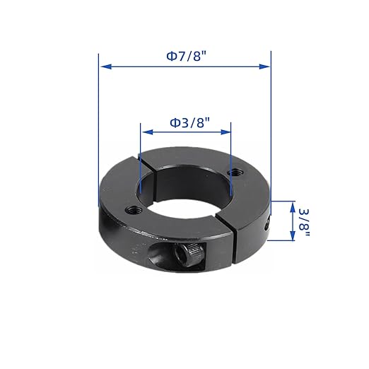 (4-Pack) Shaft Collar 3/8" Bore, 1045 Steel Double Split Clamp-On Shaft Collars Style, 7/8" OD, 3/8" Thickness, with M4 Set Screws