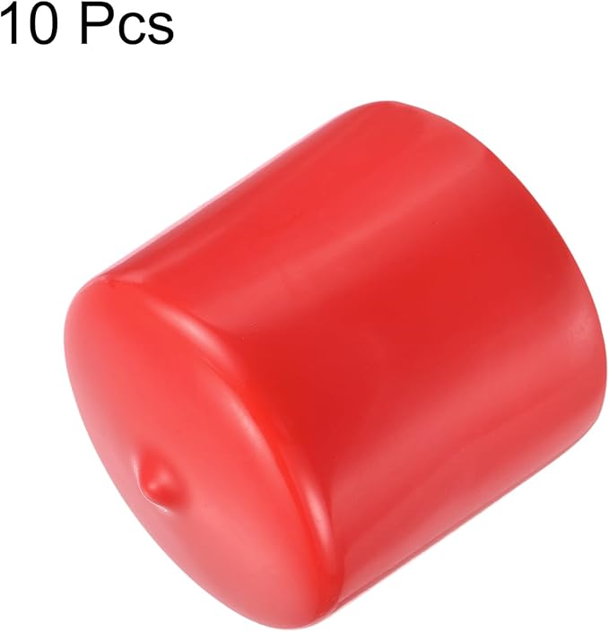 uxcell 10pcs Rubber End Caps 41mm ID Vinyl Round End Cap Cover Screw Thread Protector Red