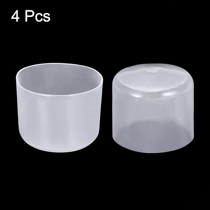 uxcell 4pcs Rubber End Caps 50mm ID Vinyl Round Tube Bolt Cap Cover Screw Thread Protectors Clear, 40mm Height