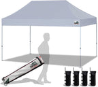 Eurmax USA 10'x15' Pop Up Canopy Tent Commercial Instant Canopies with Heavy Duty Roller Bag,Bonus 4 Sand Weights Bags (Grey)