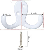 IBosins 20 Pack Heavy Duty Coat Hooks Wall Mounted with 40 Screws Wall Hooks Retro Double Prong Hooks Utility Hooks for Coat, Scarf, Bag, Towel, Key, Cap, Cup, Hat