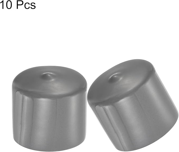 uxcell 10pcs Rubber End Caps 34mm ID Vinyl Round End Cap Cover Screw Thread Protectors Dark Grey