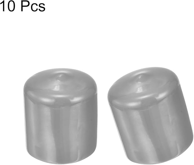 uxcell 10pcs Rubber End Caps 38mm ID Vinyl Round End Cap Cover Screw Thread Protector Light Grey