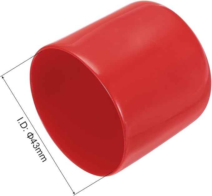 uxcell 4pcs Rubber End Caps 43mm ID Vinyl Round End Cap Cover Screw Thread Protectors Red, 40mm Height