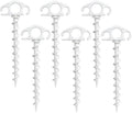 Tent Stakes Ground Anchors Screw in, 6 Pack Sand Stakes for Beach 9.4 Inch Heavy Duty Spiral Tent Pegs for Camping, Party, Hiking, Outdoor Decoration (6, White)