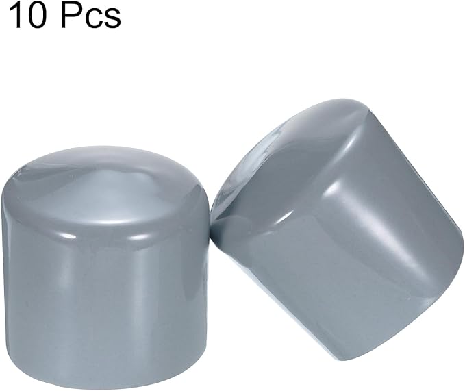uxcell 10pcs Rubber End Caps 45mm(1.8") ID Vinyl Round End Cap Cover Screw Thread Protectors Grey