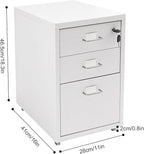 3 Drawer Metal Storage Cabinet Mobile File Cabinet with Lock Under Desk Office Storage Cabinet for Office & Home Fits Letter/Standard Sizes(White)