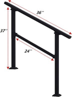 Hand Rails for Outdoor Steps,3 Step Stair Handrail & Indoor Stair Railing Kit，Black Railings for Outdoor Steps and Hand Rails for Seniors for Porch (3 Step)