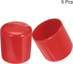 uxcell 5pcs Rubber End Caps 31mm ID Vinyl Round Tube Bolt Cap Cover Screw Thread Protectors Red