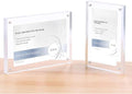 5 Pack Acrylic Label Holder Price Tag Displays Sign Holder with 3M Tape Adhesive Wall Mount Sign Stand (Transparent 120*80mm/4.72*3.15 inches)