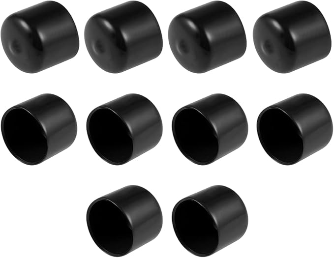 uxcell 10pcs Rubber End Caps 26mm ID Round End Cap Cover Screw Thread Protectors Black