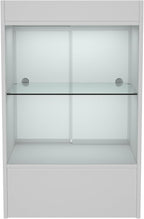 24”W * 18”D * 38”H - Retail Cash Register Stand， White Cash Wrap Checkout Desk，Counter Stand with Glass Display Cabinet for Retail