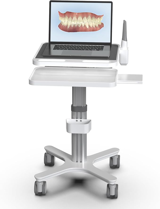 Dental Clinic Trolley Cart with Oral Scanner Holder,Hospital Mobile Workstation with Laptop Tray and Silent Wheels, for Office School Salon Lab etc.