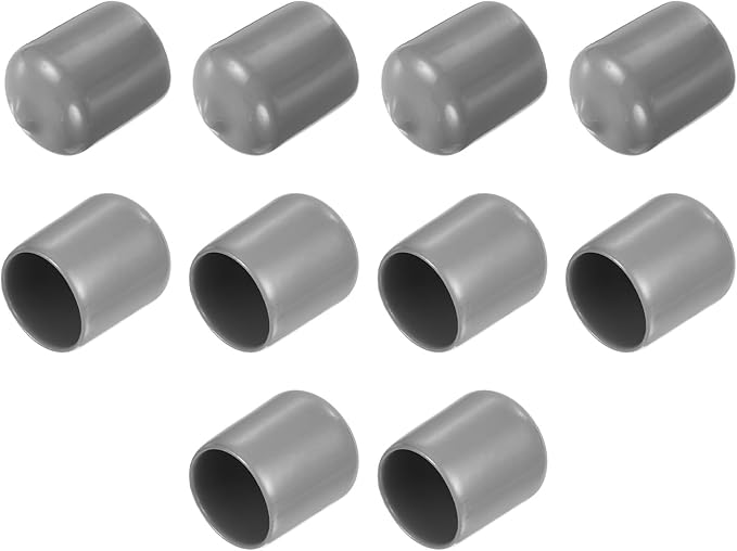 uxcell 10pcs Rubber End Caps 17mm ID Vinyl Round End Cap Cover Screw Thread Protector Light Grey