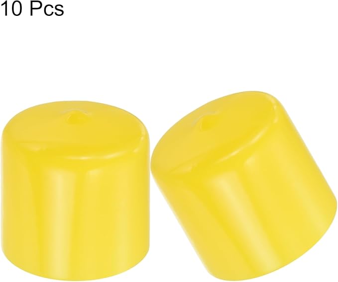 uxcell 10pcs Rubber End Caps 32mm(1 1/4") ID Vinyl Round End Cap Cover Screw Thread Protectors Yellow