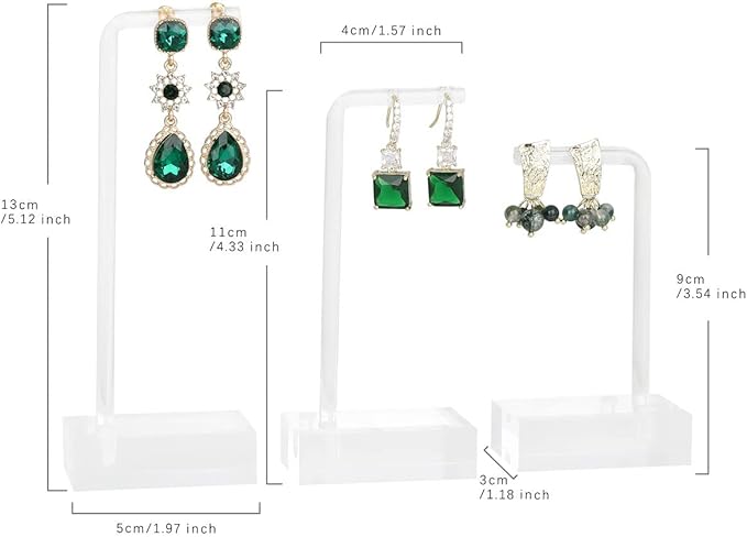 GemeShou 3pcs clear earring stand jewelry display for show, acrylic earring holder hanger for women, small earring jewelry display for selling Photo【Acrylic Earring L Stand-3pcs 】