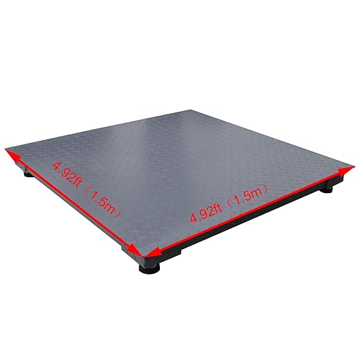 1-5T Industrial Floor Scale Heavy Duty Pallet Scales(4.92ft*4.92ft) Pallet Floor Scale with Smart Digital Indicator for Warehouse Shipping, Commercial Weighing 100-240V