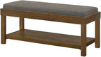24KF Large Rectangular Storage Bench,Upholstered Seat Cushion,Ottoman Coffee Table with Removable Granite Cushion for Living Room,Entryway Bench Bed Bench with Solid Wood Shelf,5069-Granite