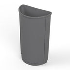 21-Gallon Half-Round Commercial Gray Trash Can - Wall-Hugging Waste Receptacle for High-Traffic Spaces