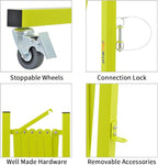 TRUNK Industrial Expandable Metal Barricade, 8 Feet, Matte Yellow, Portable Safety Barrier with Casters, Flexible Fence Mobile Barrier Gate, Adjustable Traffic Fence for Airport,School,Shopping mall
