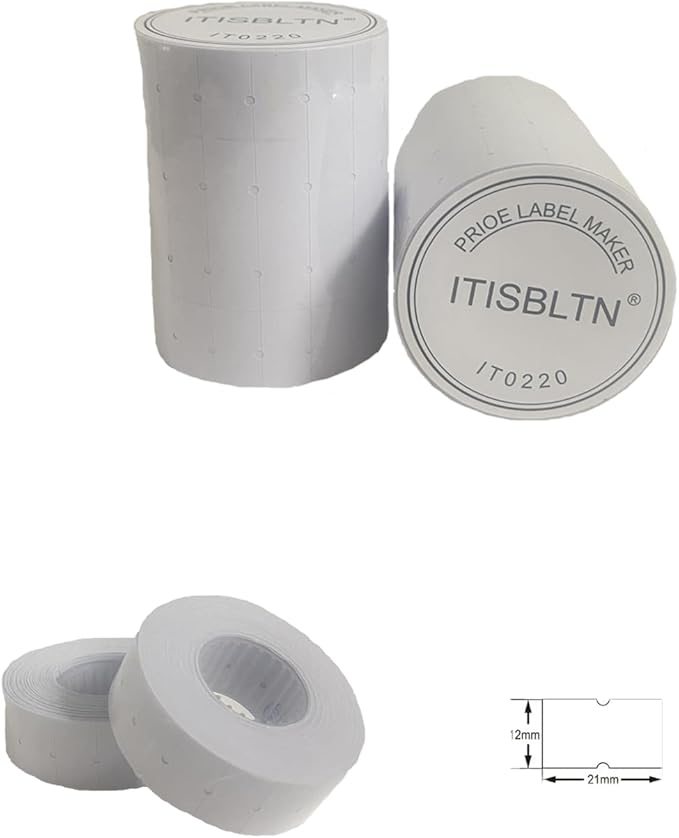 One-Line White Price Gun Labels- 8,000 White Blank Price and Date Gun Labels with Fits MX-5500 and LonXFan 1 Line Price and Date Guns