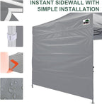 Eurmax USA Instant Canopy SunWall 10FT Pop Up Canopy Wall Sidewall with Horizontal Strap ONLY,1 Pack Sidewall(Grey)