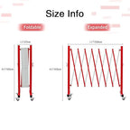 GYMTIME Easily Assembled Expandable Metal Barricade, 11 Feet, Red and White, Portable Safety Barrier with Casters, Flexible Fence Mobile Barrier Gate, Adjustable Traffic Fence