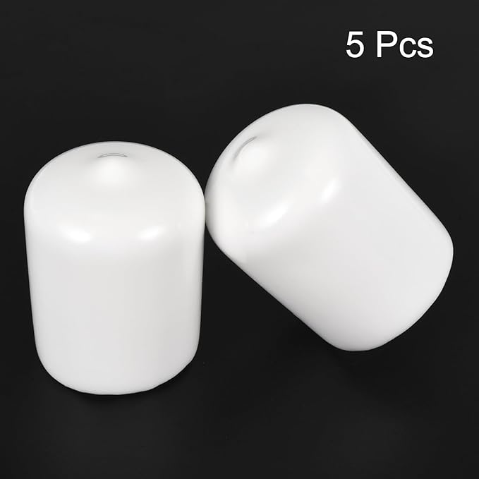 uxcell 5pcs Rubber End Caps 22mm(7/8") ID Vinyl PVC Round Tube Bolt Cap Cover Screw Thread Protectors White