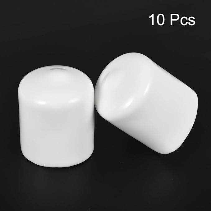 uxcell 10pcs Rubber End Caps 30mm ID Vinyl Round End Cap Cover Screw Thread Protectors White