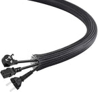 25Ft-1.25inch PET Expandable Braided Wire Sleeving,Wire Loom Cable Sleeve for TV,Computer,Home Theater,Automotive,Home Industrial,Electrical Wires,Chemical,Protect Cat from Chewing Cords,Black