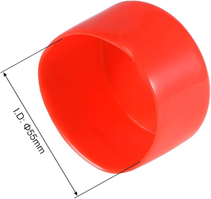 uxcell 4pcs Rubber End Caps 55mm ID Vinyl Round End Cap Cover Screw Thread Protectors Red, 40mm Height