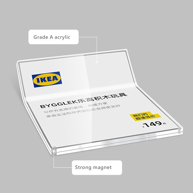Acrylic Label Holder Price Tag Displays Sign Holder Data Card Holder Ads Display Stand (B：80*100mm/3.15*3.94 inches)