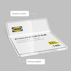 Acrylic Label Holder Price Tag Displays Sign Holder Data Card Holder Ads Display Stand (B：80*100mm/3.15*3.94 inches)