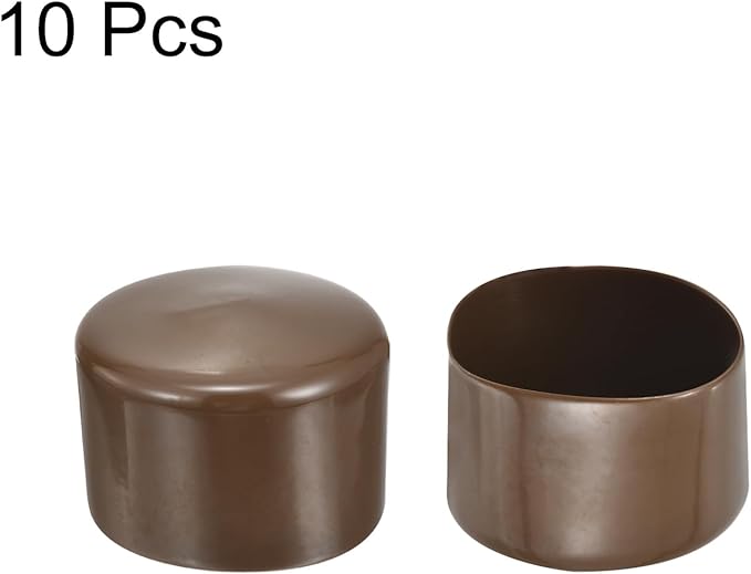 uxcell 10pcs Rubber End Caps 60mm(2 3/8") ID Vinyl Round End Cap Cover Screw Thread Protectors Brown